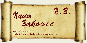 Naum Baković vizit kartica